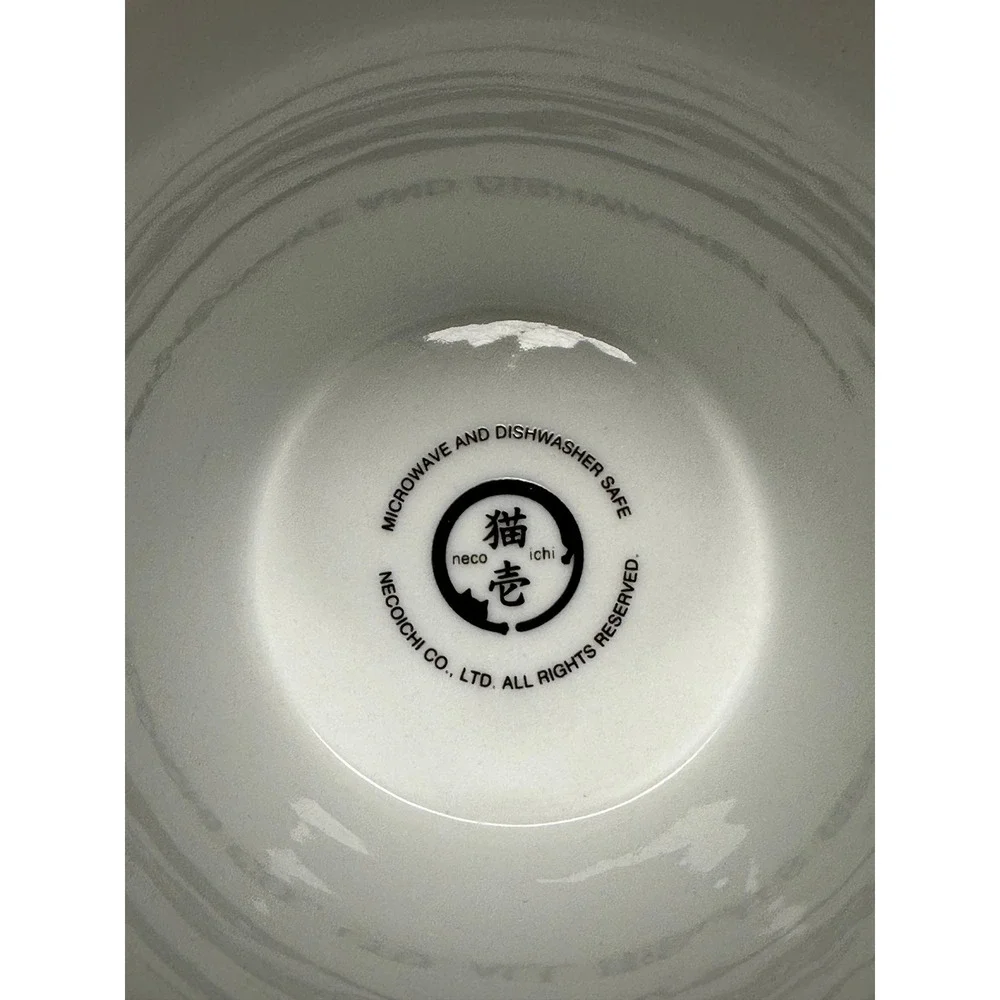 Necoichi Raised Cat‎ Food Bowl White Ceramic Paw Print Happy Dining Kitten
